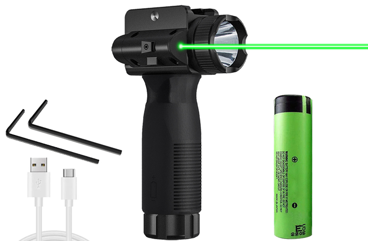2HY04 Rechargeable 2000 Lumens &Green Laser Combo Tactical Rifles Grip ...