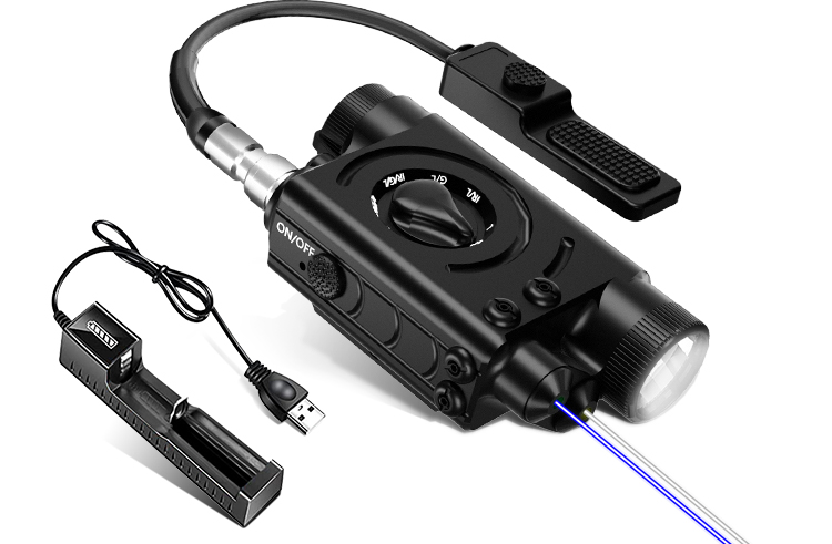 GRL20 战术步枪蓝+红外(不可见）双激光瞄准器和 LED 手电筒组合